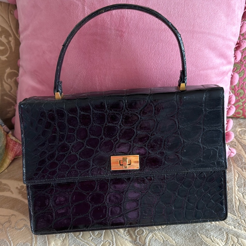 Deauville blk croc vintage bag 🐊👜